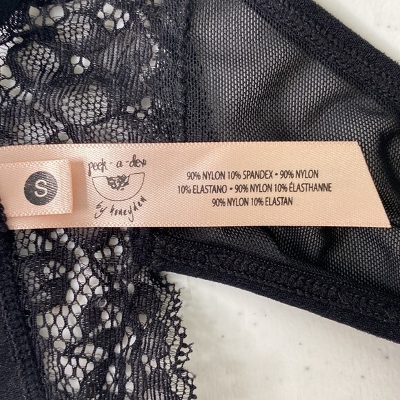 Honeydew Intimates Peek-A-Dew Lucy Hipster Black Lace Mesh Thong Strappy Panty - Picture 7 of 12